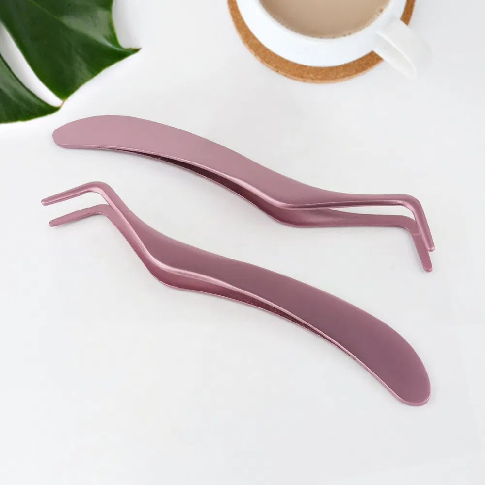 Custom Logo Rounded Lash Eyelash Beauty Makeup Tool Curved Eyebrow Tweezers for Eyelashes Extensions