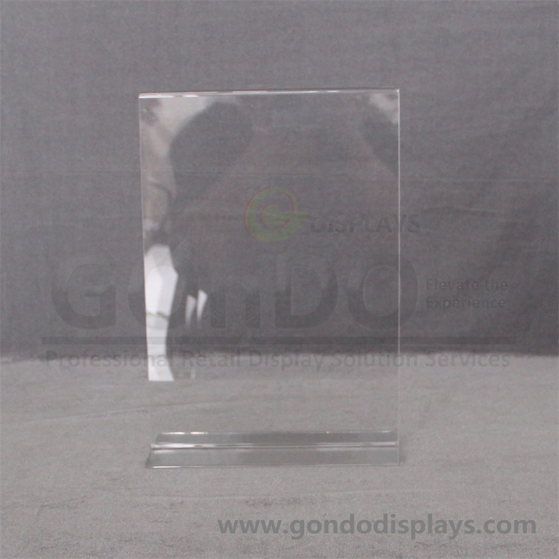 Acrylic T Shape Table Top Display Stand, Bottom Load, Portrait Style Menu Ad Frame. Perfect for Restaurants, Promotions, Photo Frames, Classroom