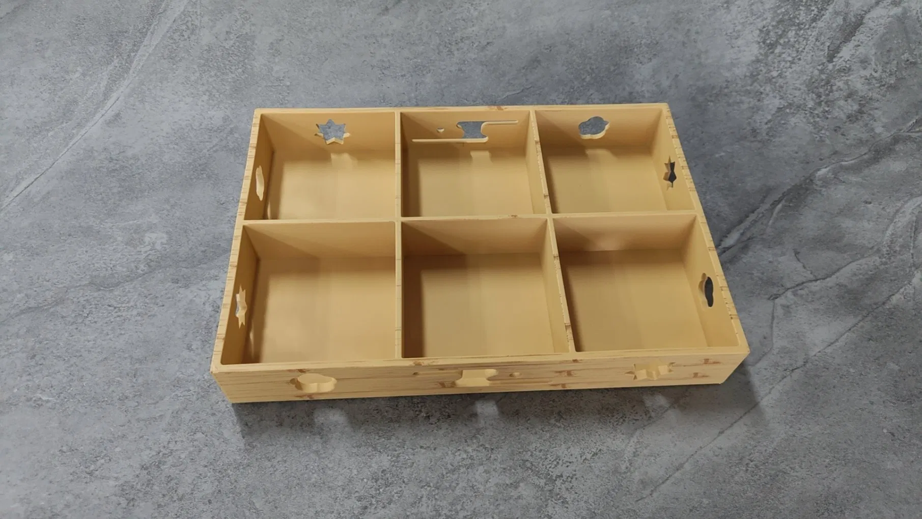 ABS Resin Wood Grin Pattern 6 Grids Box Japanese Cuisine Chinese Hot Pot Sauce Dishes Dessert Box Plate
