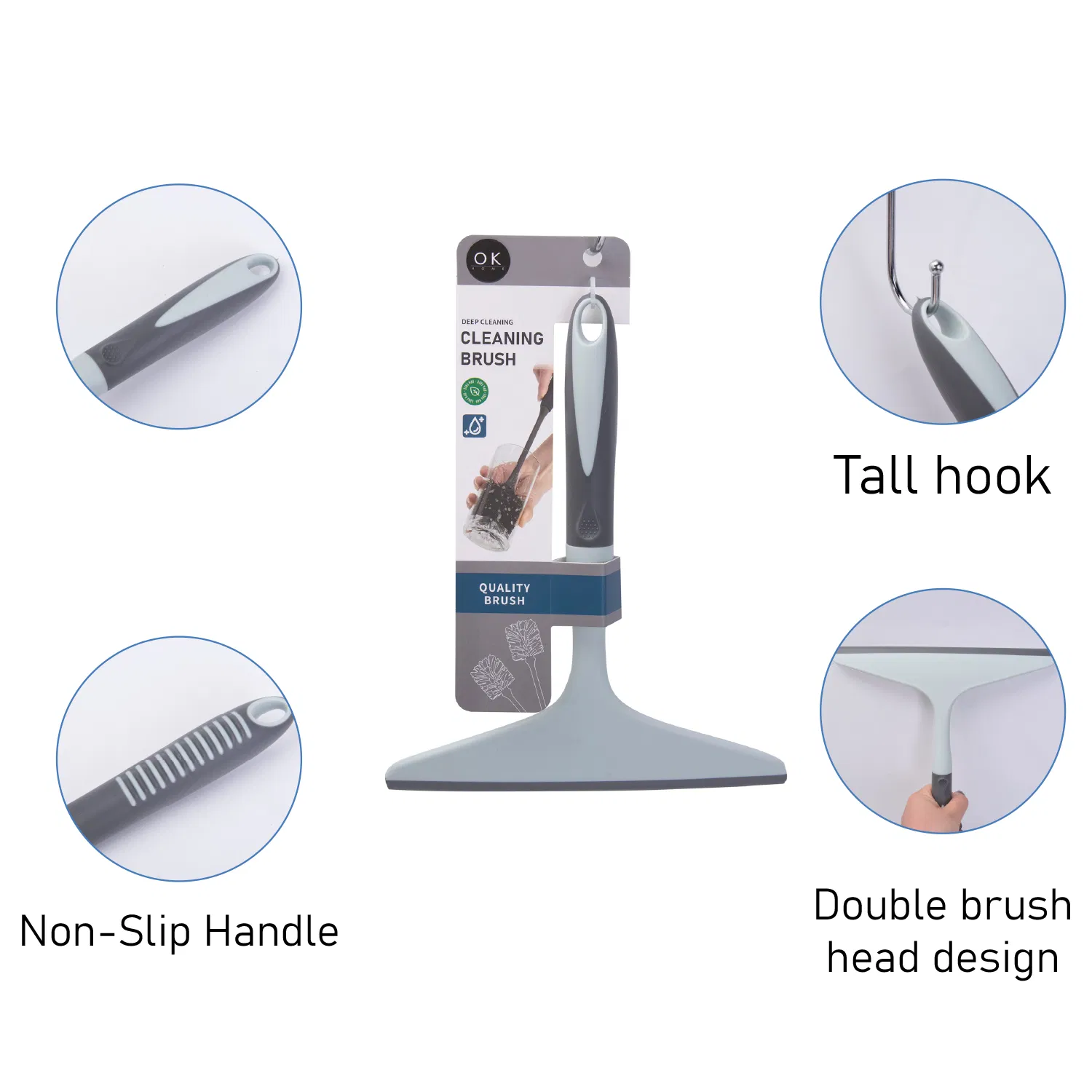 Comfortable Grip Handle and Hanging Hook Hand Mini Window Squeegee