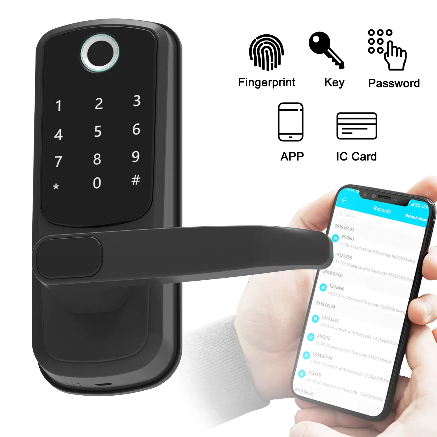 High Security Level Multifunctional WiFi Password Card Smart Lock for Rental Property Management