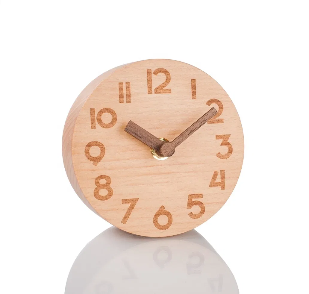 Custom Made Hot Sale Mini Small Round Shape Silent Analog Bedroom Clock