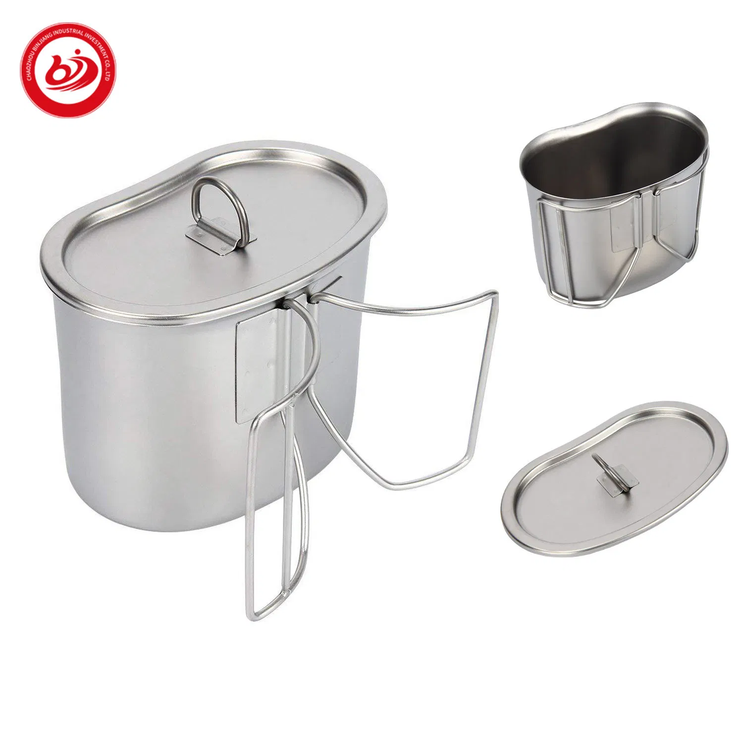 Wholesale Custom American Style 700ml 18/8 Stainless Steel Mug with Folding Handle and Cover Ultralight Camping Titanium Mug