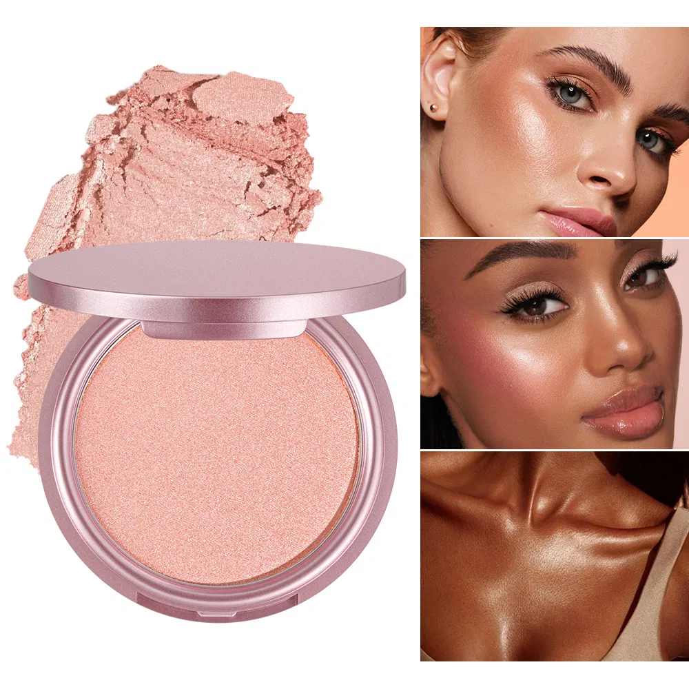 Wholesale 8 Colors Shimmer Rose Packing Highlighter Pressed Powder Face Makeup Custom Logo