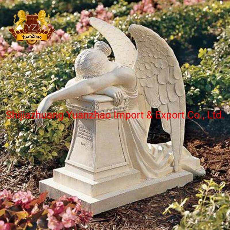 Memorial Hand Carved Stone Graveyard Ornament Granite Headstone Monument Marble Praying Angel Statue Tombstone