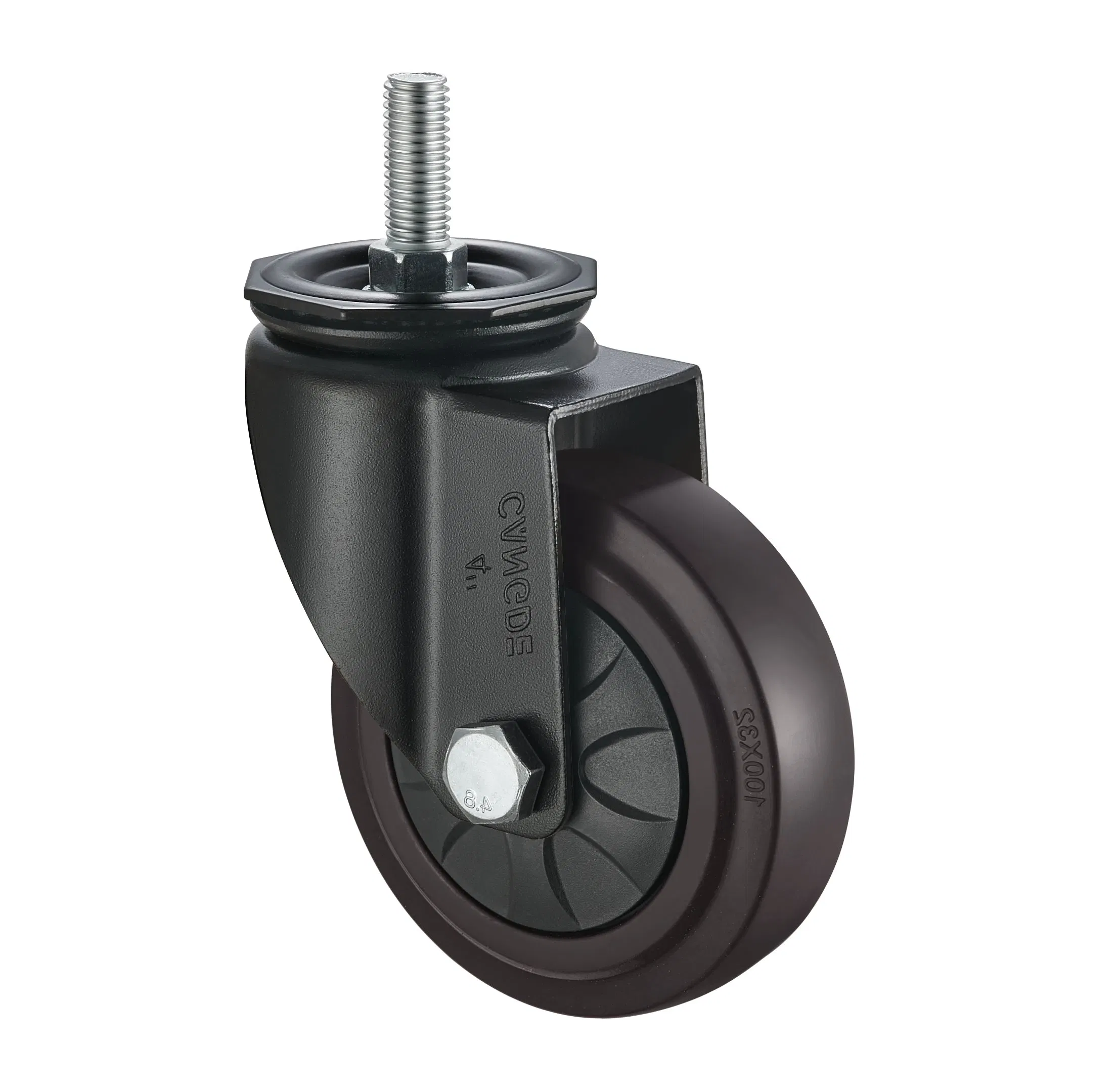 Brown TPR Rubber Medium Duty Casters - Silent & Elastic 2.5/3/4/5 Inch Industrial Casters with Swivel, Fixed, Brake Options