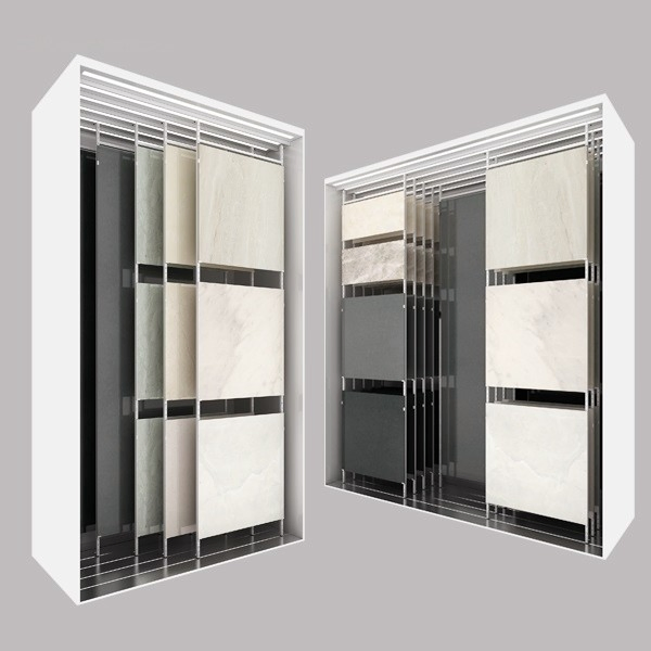 Sliding Ceramic Tile Display Stand Marble Quartz Stone Display Fixture for Showroom