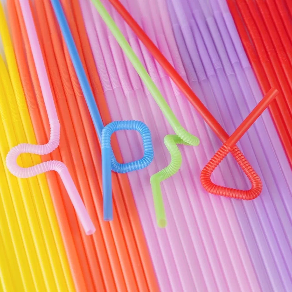 Healthy and Safe OEM ODM Custom Colored Plastic Flexible Artistic Drinking Straws
