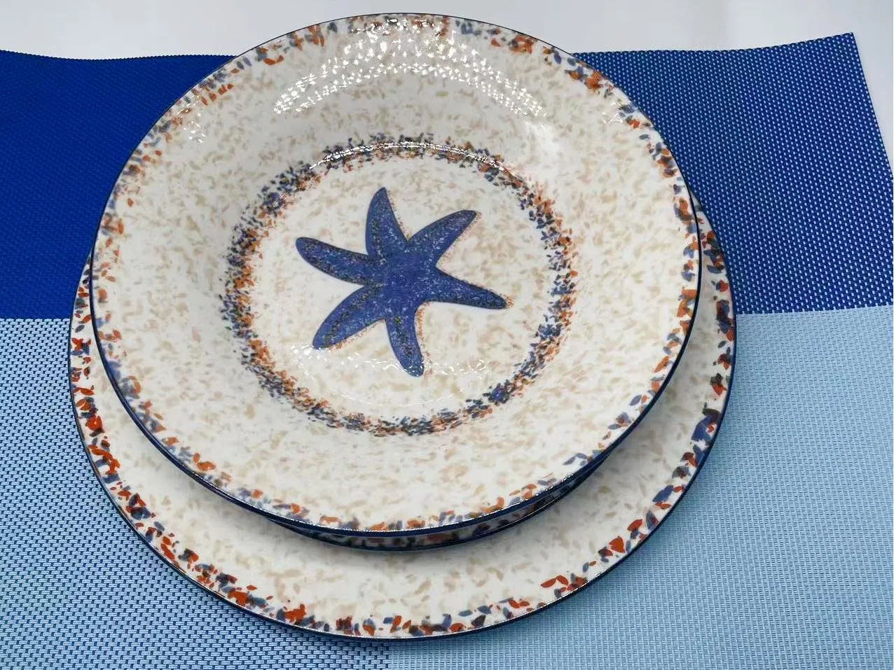 Fresh Minimalist Starfish Pattern Pad Printing 12PCS Dinner Set Porcelainware Ceramic Tableware