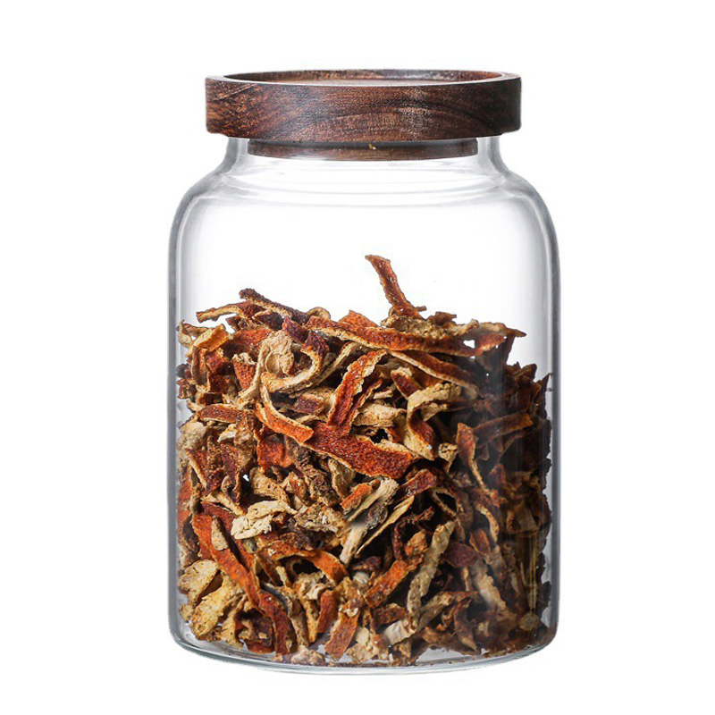 1.2L 2L 2.8L Large Capacity Glass Jar with Acacia Wooden Lid