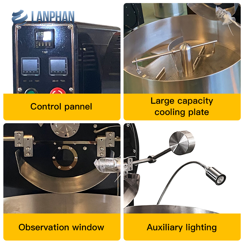 Commercial Home 6kg Automatic Coffee Bean Roaster Half Hot Air Roaster