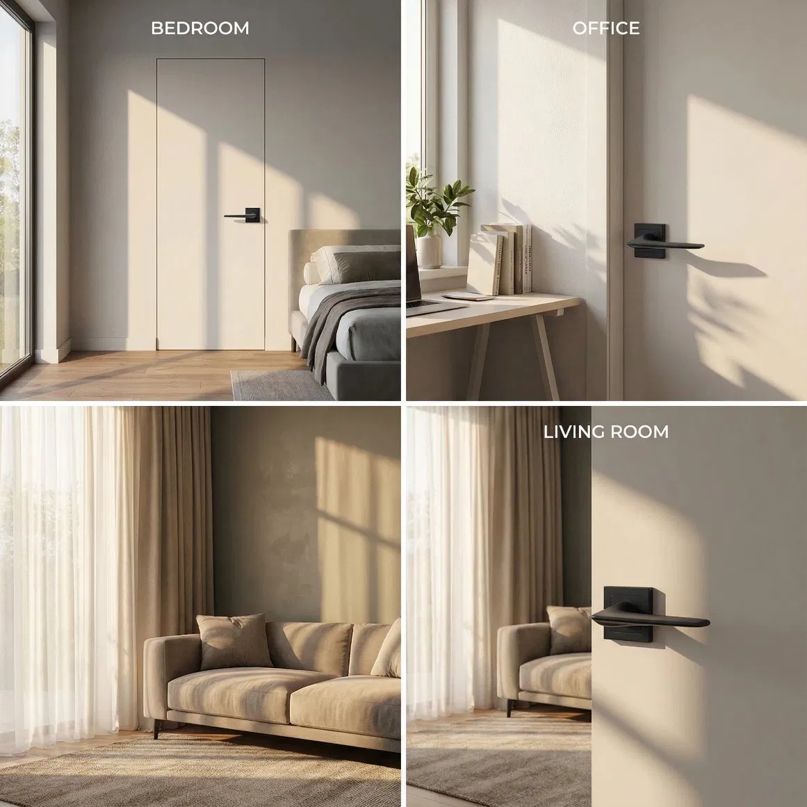 Door Lock Hardware Aluminum Polished Finish Door Lever Handle for Hotel