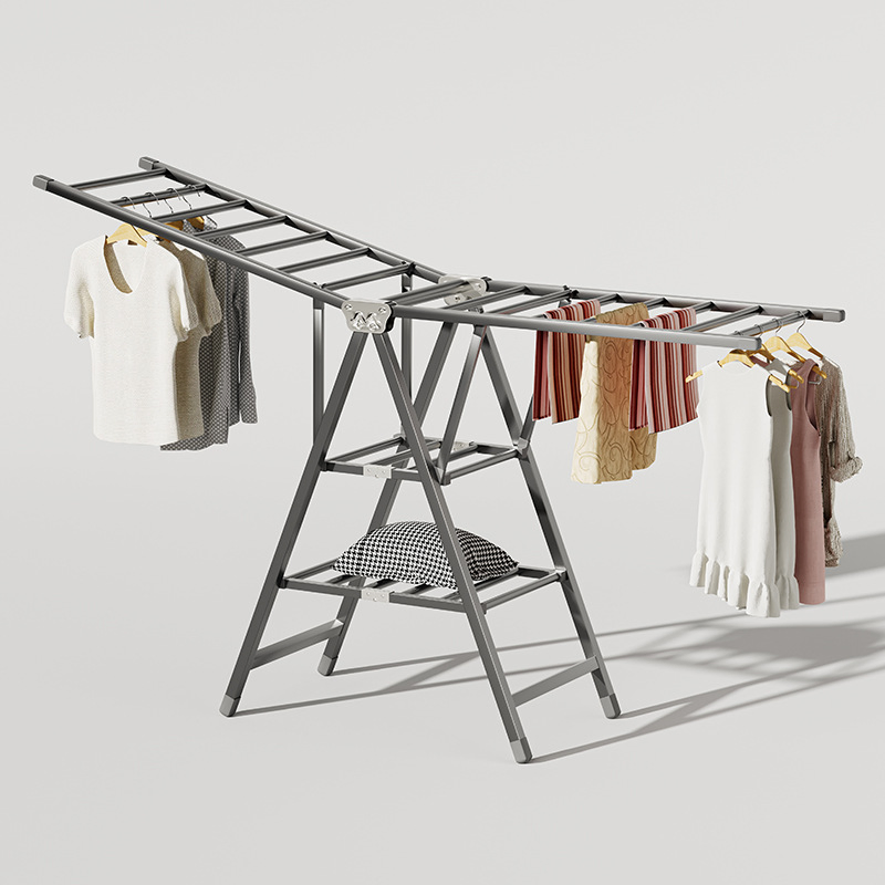 Folding Laundry Dry Rack with Adjustable Supporting Bar