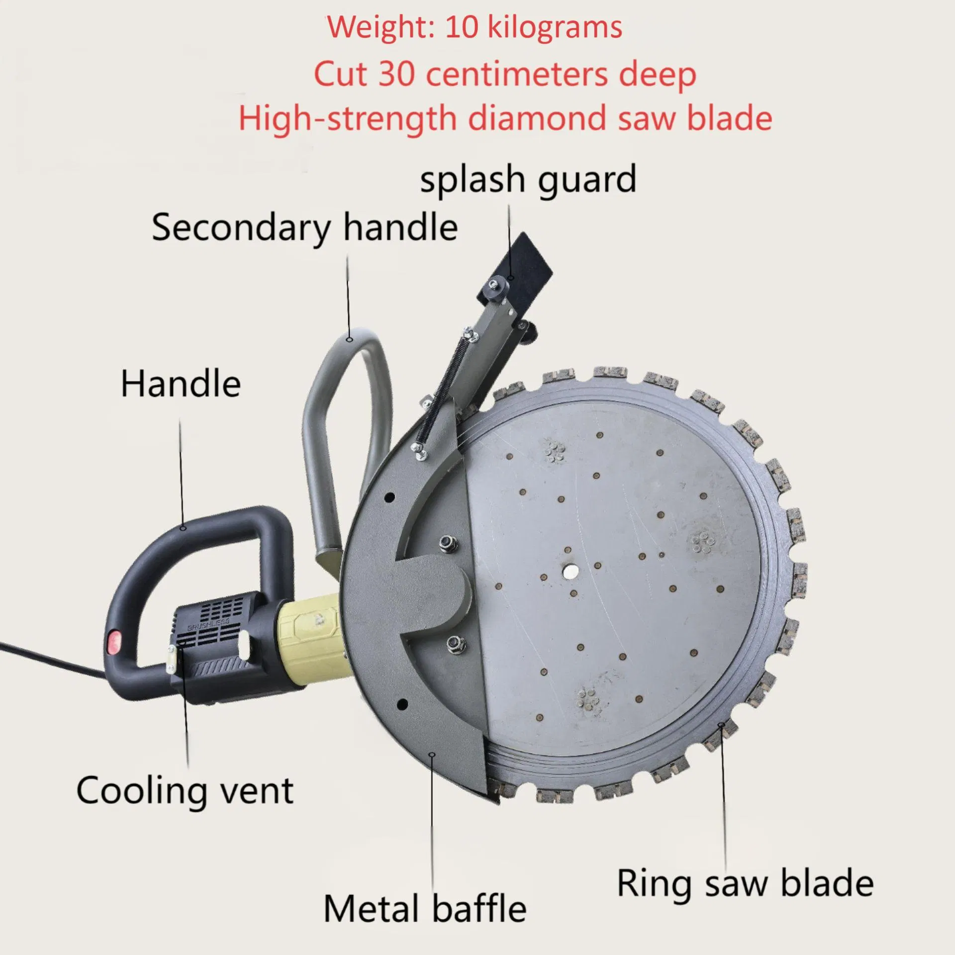 High Power Stone Cutting Machine 220V Wall Cutter 3200W Hand-Held Ring Saw