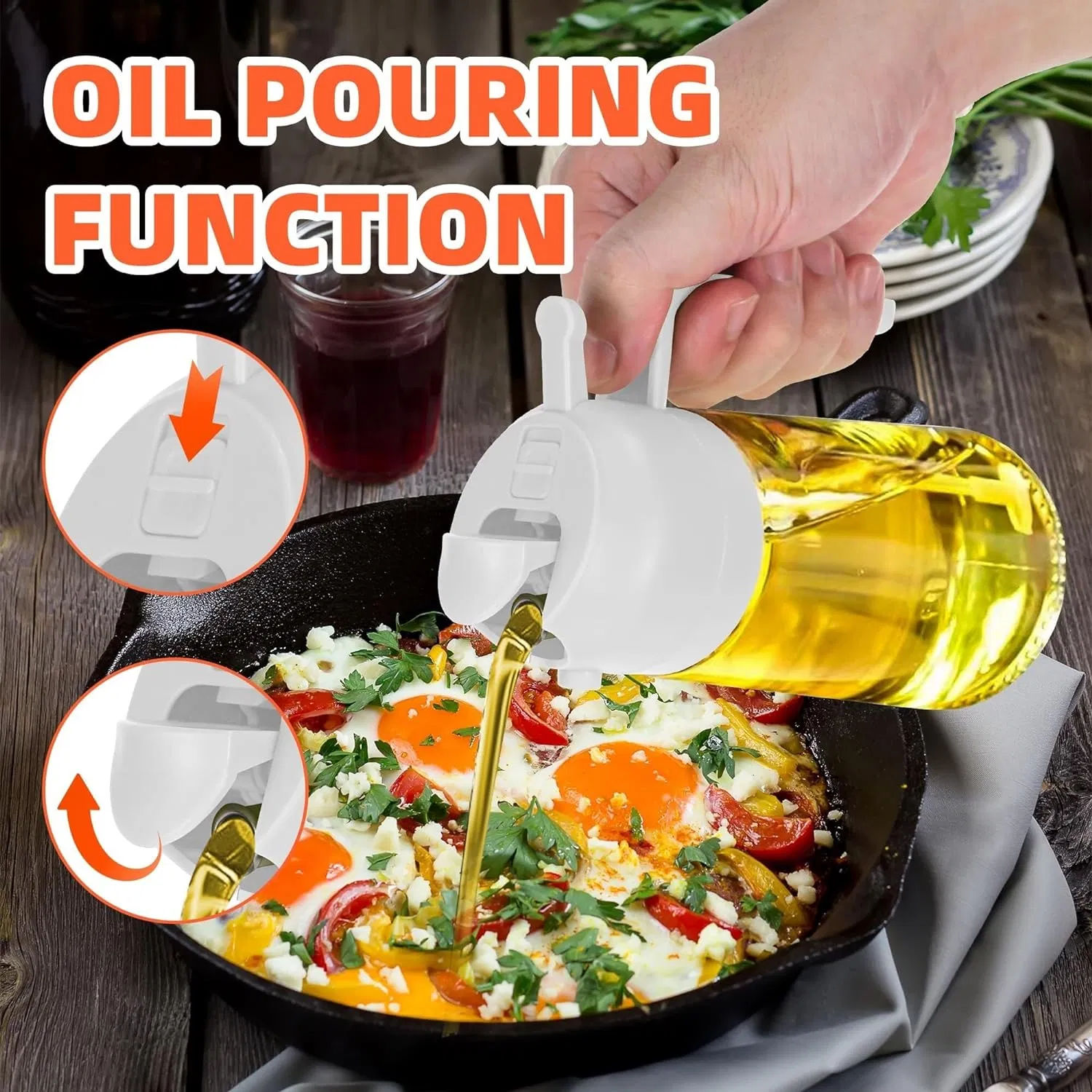 DS-2646WH Oil Dispenser, Olive Oil Bottle for Kitchen 16 Oz Glass Olive Oil Dispenser and Vinegar Dispenser, Oil Bottles for Kitchen (470ml)