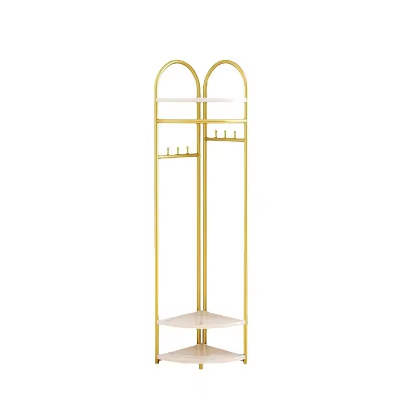 Stylish Gold Metal Coat Rack for Retail Clothing Displays