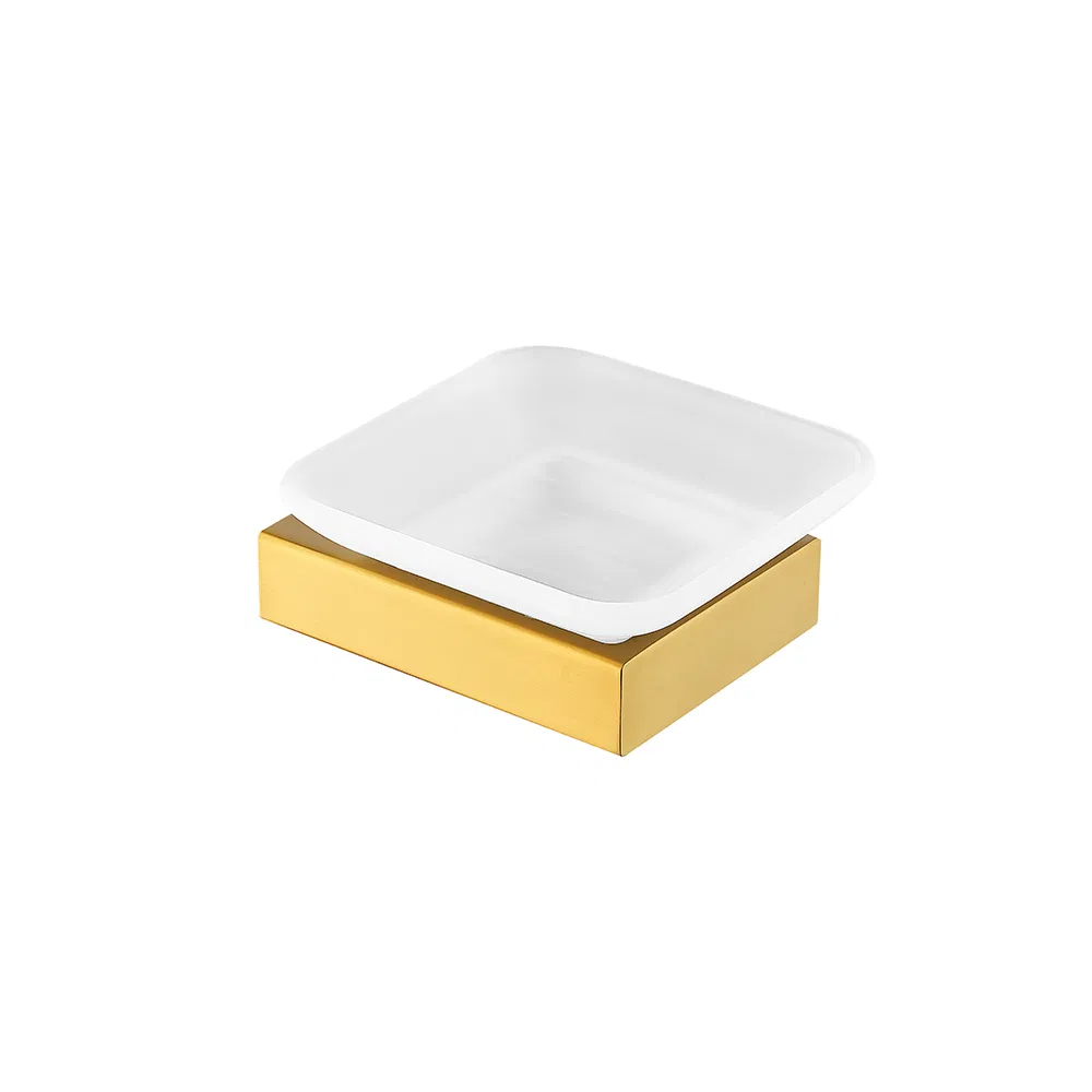 Мыльница для ванной с держателем, матовое золото
