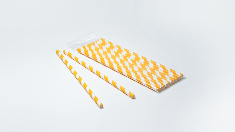 Colorful Striped Biodegradable Yellow White Patterned Sturdy for Parties Events Paper Straw