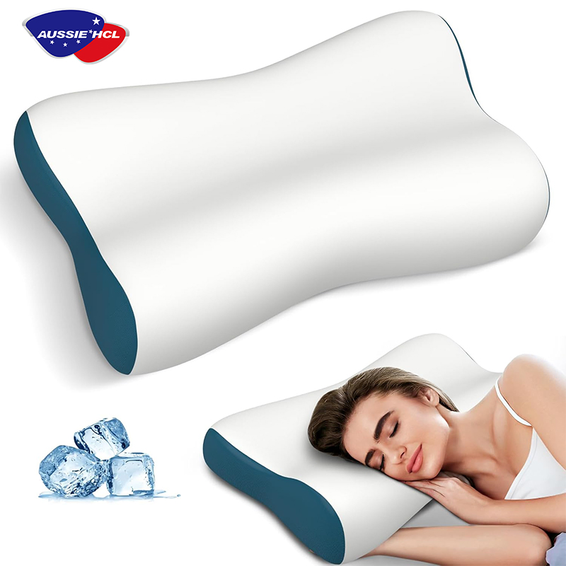 Factory Price Bed Pillow Ergonomics Hotel Contour Memory Foam Pillow with Ice Silk Pillowcase