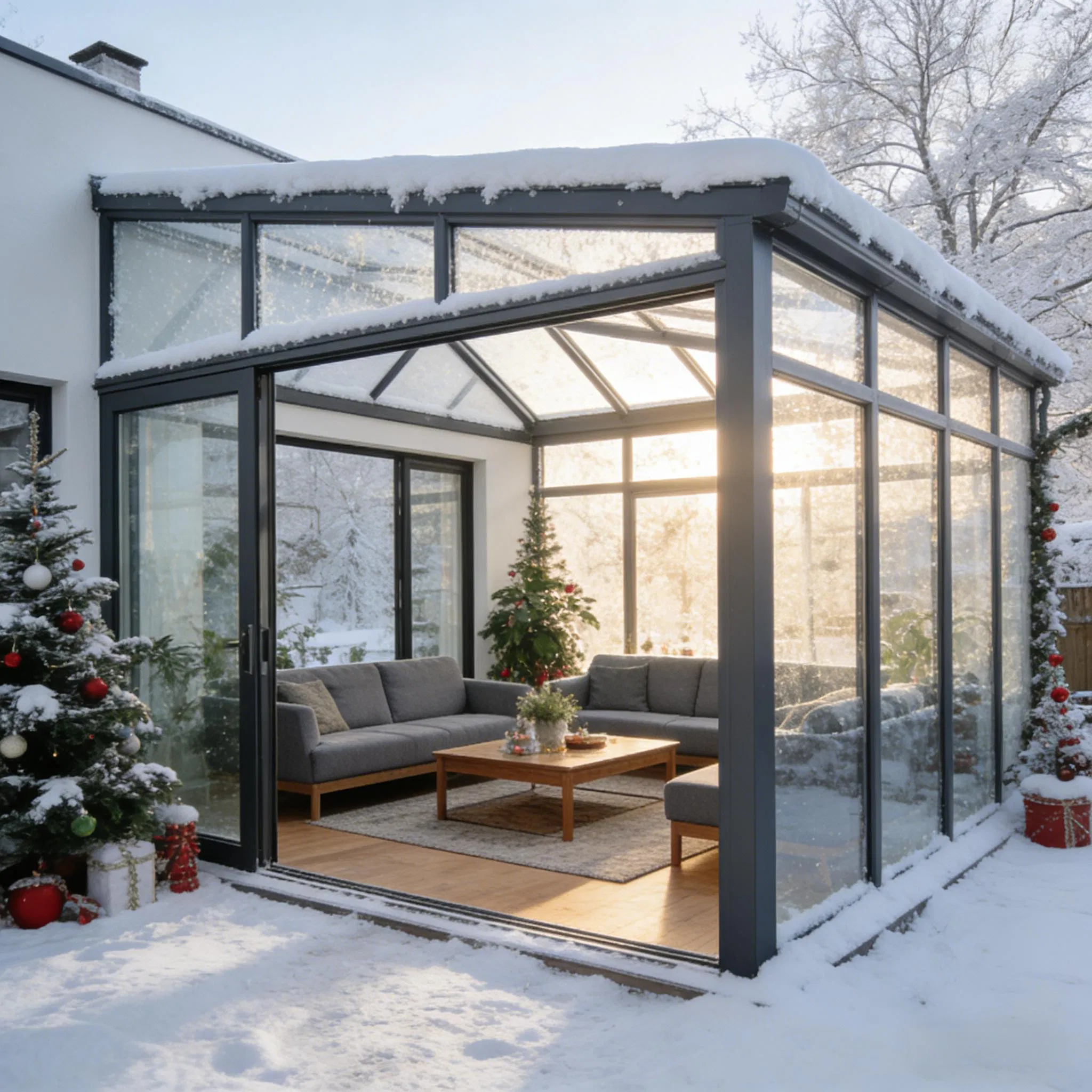 Freestanding UPVC Sunroom with Bronze Powder Coated Frame