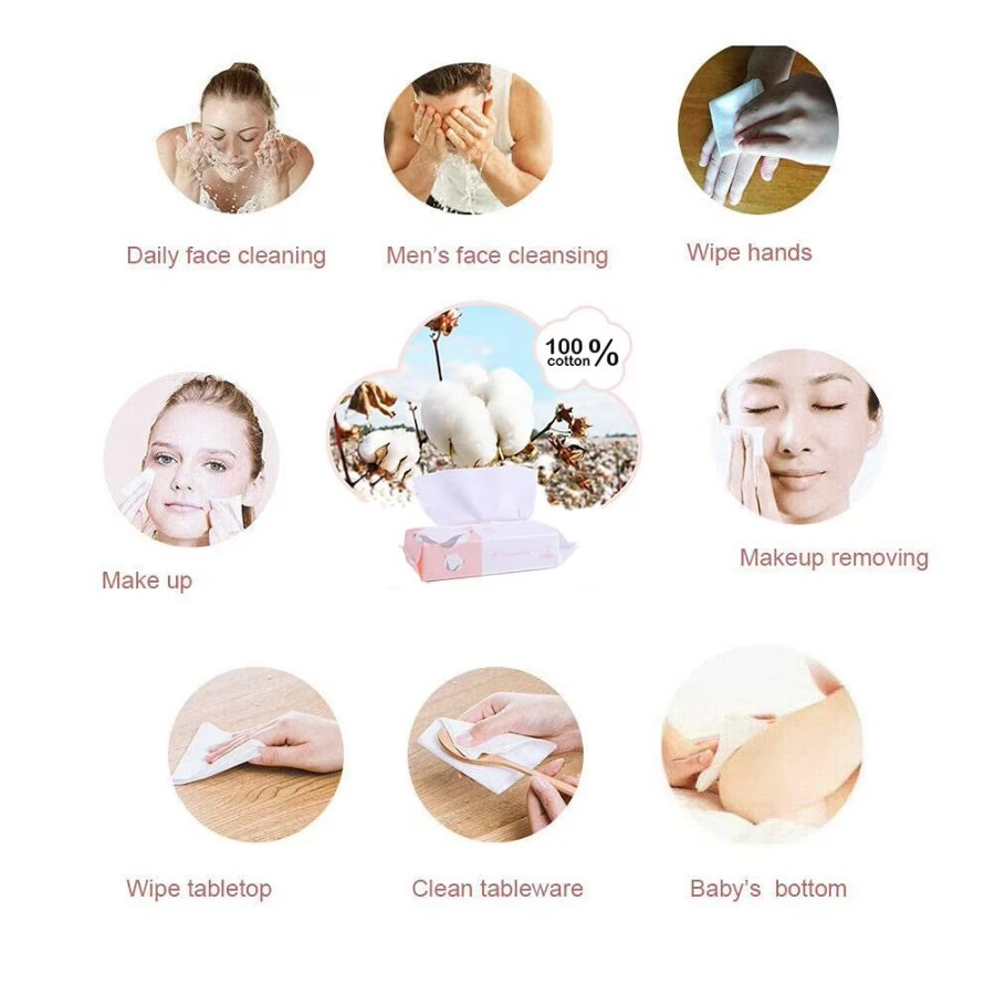 Degradable 100% Cotton Face or Wash Skin Care Makeup Remover Disposable Face Towel