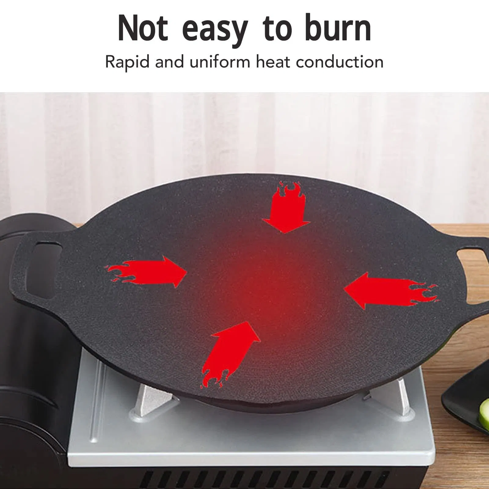 Korean Grill Pan Round Premium BBQ Grill Pan Non-Stick Griddle Plate for Gas Stove Indoor Outdoor Camping Party