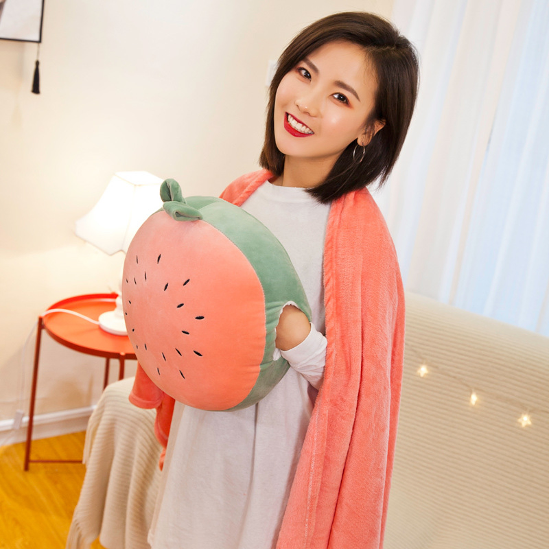 Home Travel Blanket with Stuffed Carrot 3 in 1 Plush Pillow Set