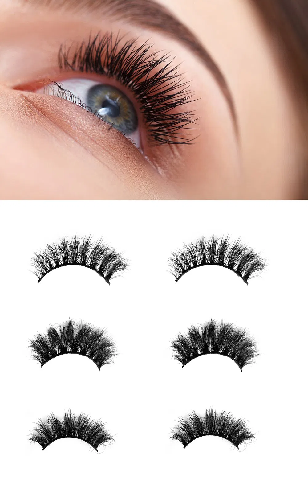 Cheap 100% Faux Mink Lashes, Natural Fluffy Wispy Faux Eyelashes for Makeup