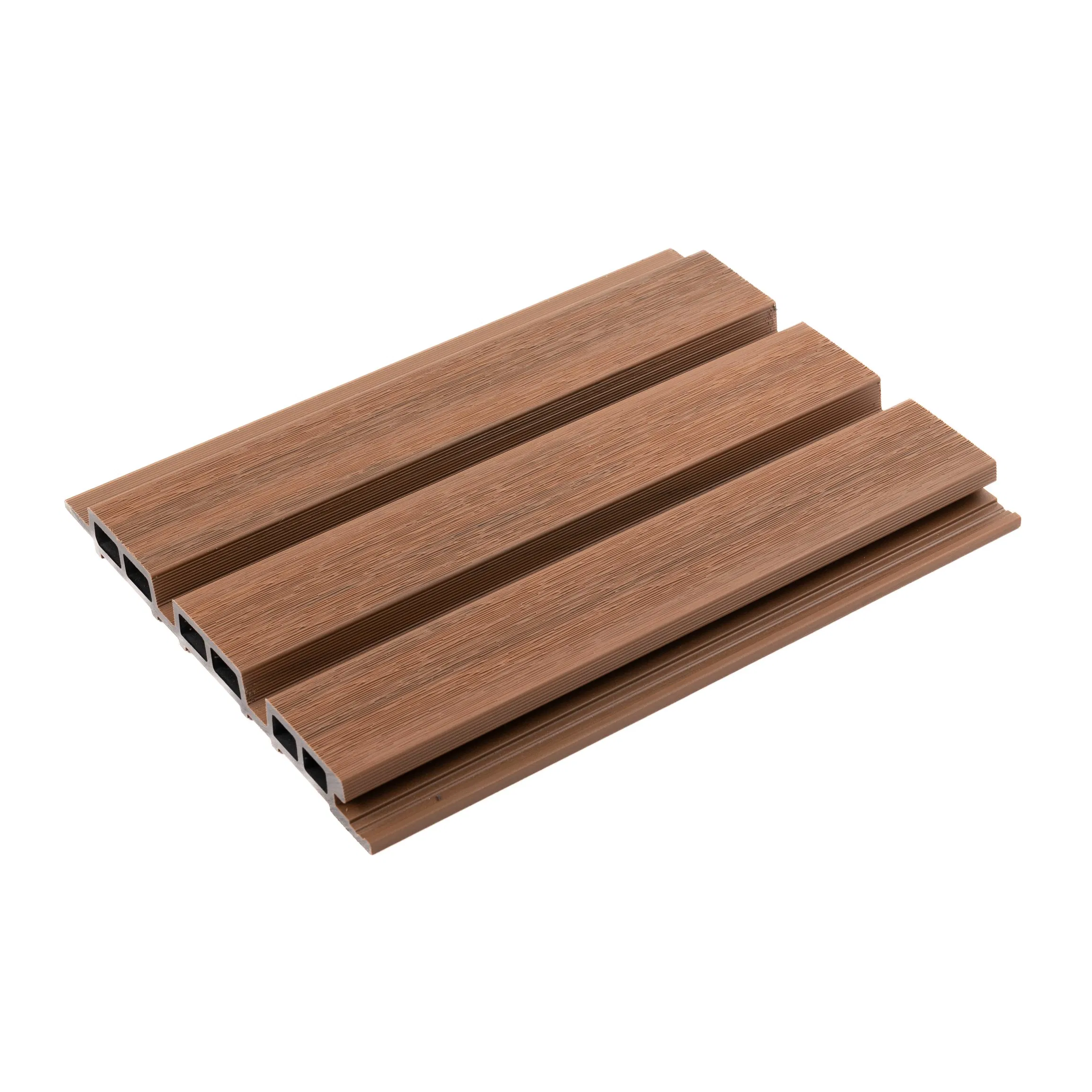12 Colors Durable Easy to Install Outdoor Slat Composite Wall Cladding Brown Fluted Wall Panel 8" Size