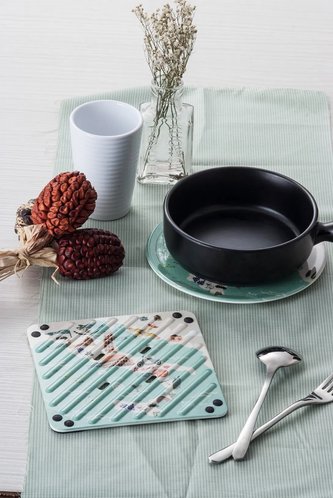 Кружка меламиновая для горячего пота 200 мл, белая с полоской