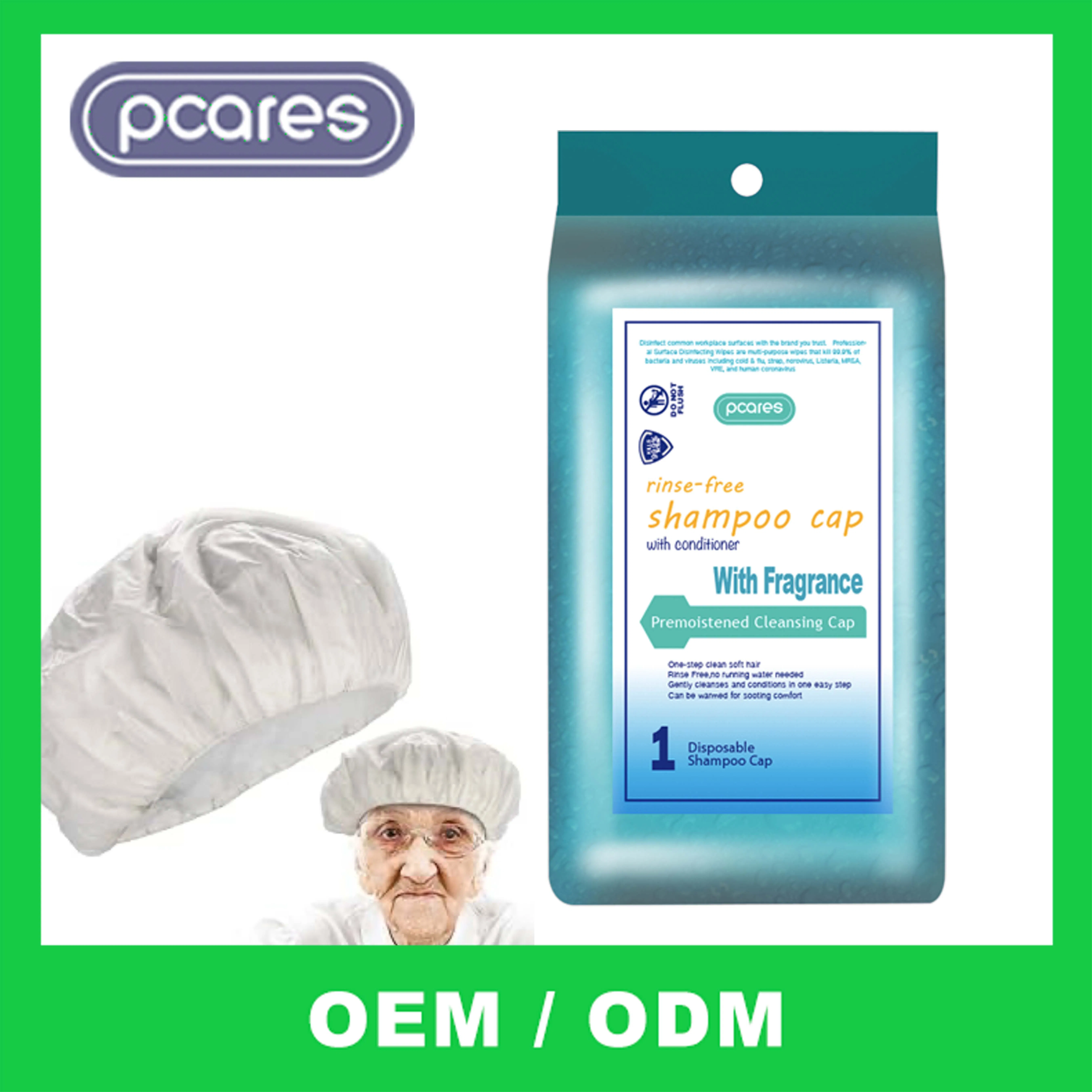 Hotsale Non Woven Fabric No Rinse Shampoo Cap Disposable Rinse Free Hair Cap Wet or Dry Needled Punched