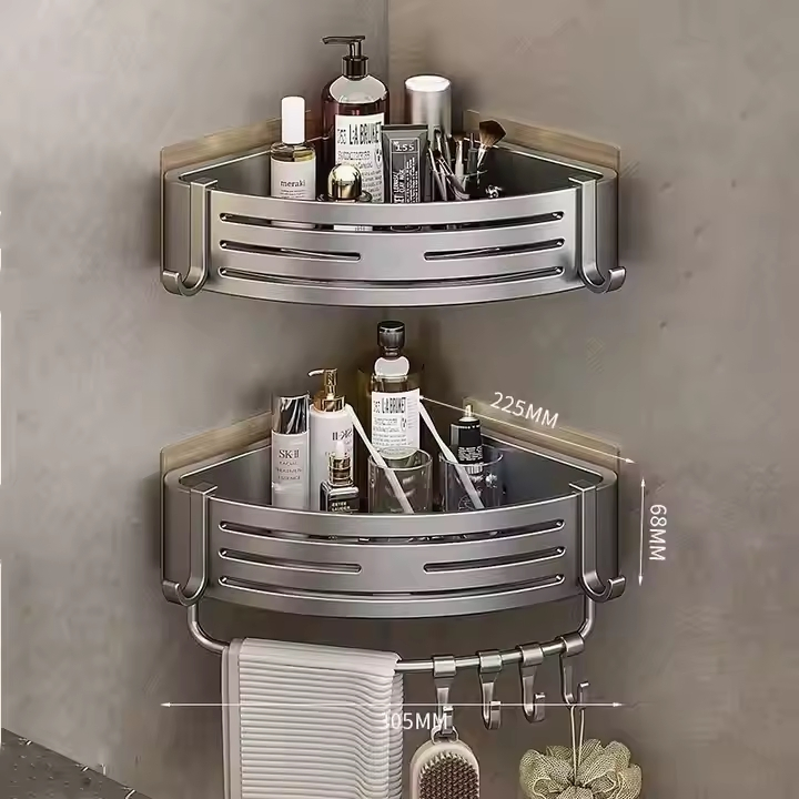 Угловая полка-корзина для ванной на штативе