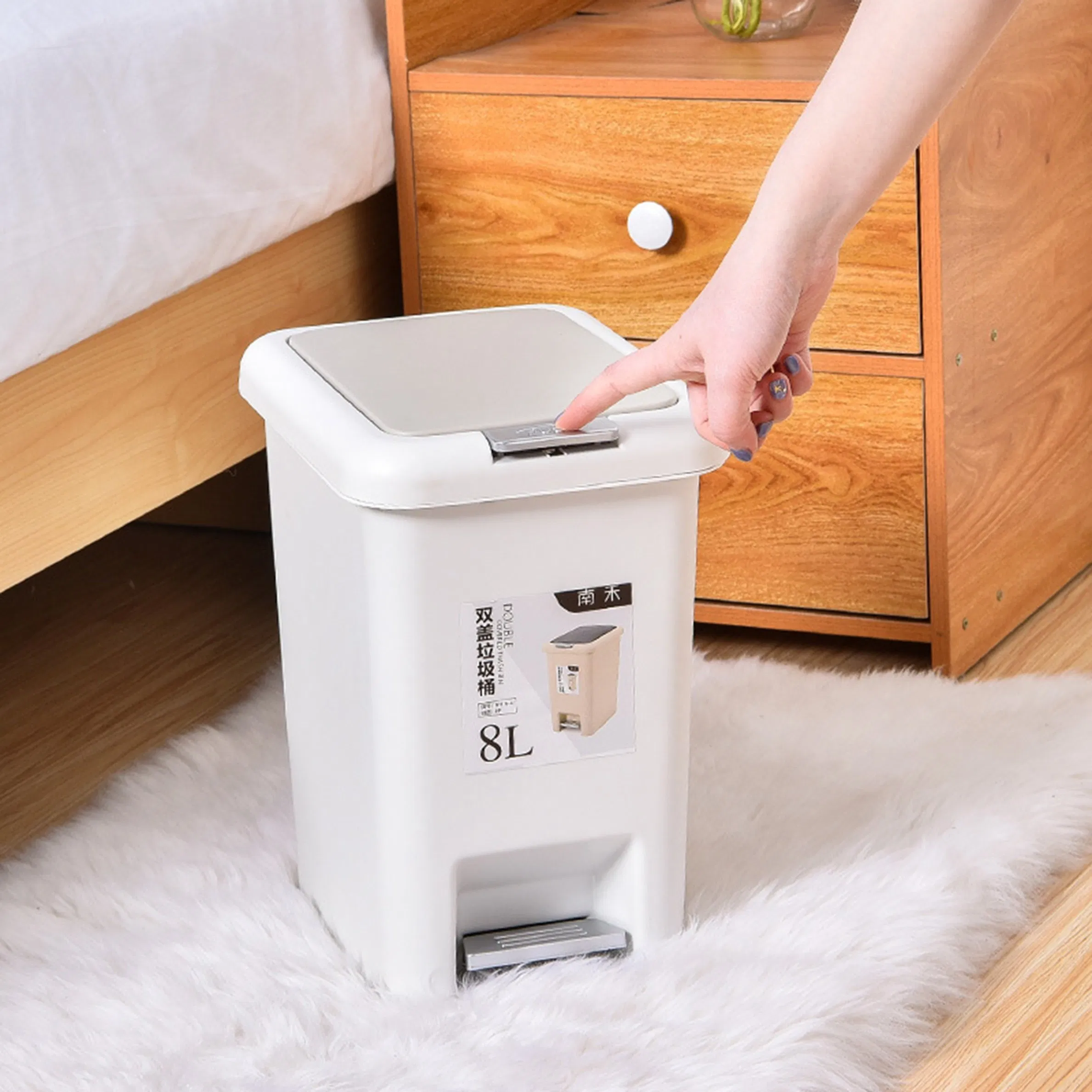 Педальное ведро для мусора с крышкой, 49x30x20.5 см