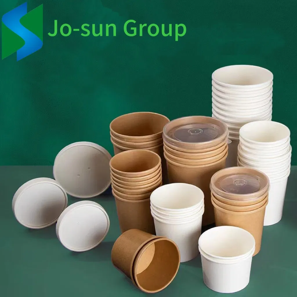 Brown Paper Soup Cups Wholesale Takeaway Soup Bowls Disposable Hot Drinks Cups with a Cover Soup Bucket