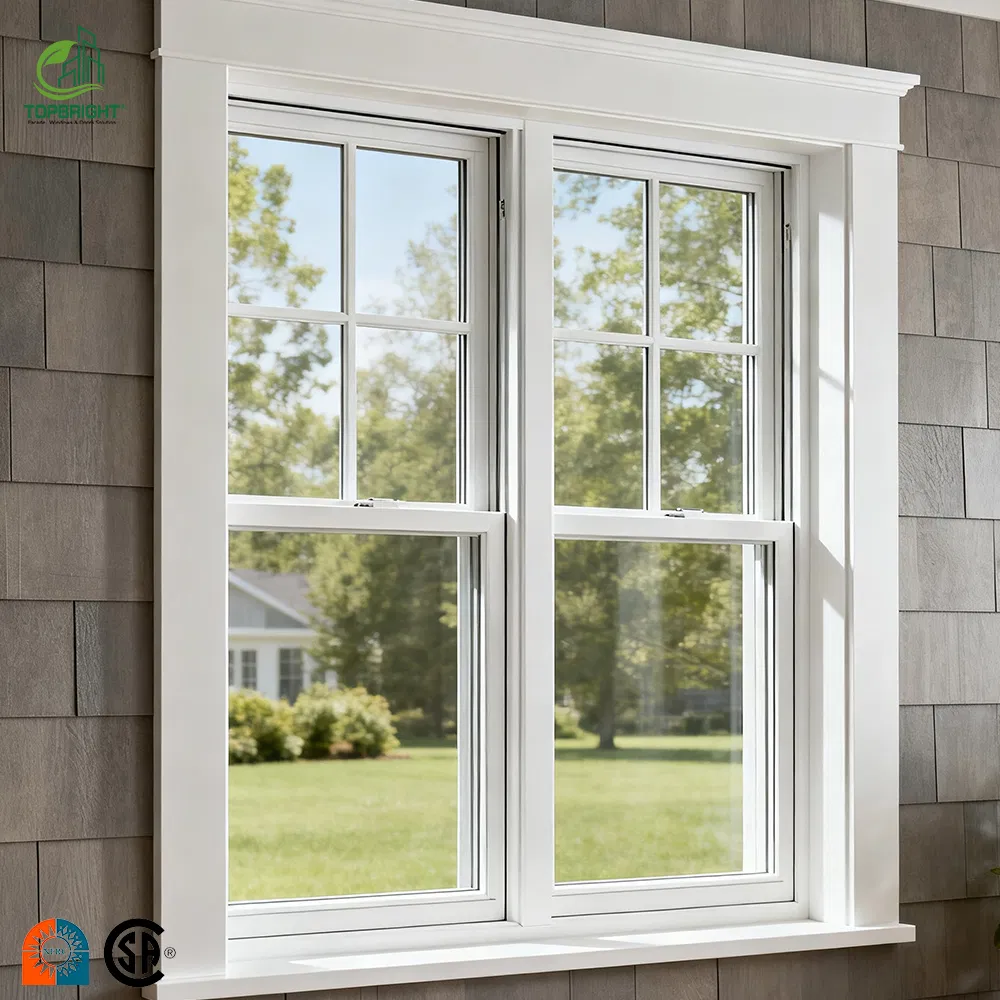 American Waterproof Aluminium Double Glass Window Single Double Hunge Vertical Sliding Windows