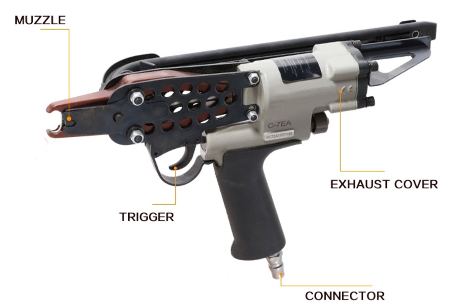 Пневматический степлер для стяжек C-7ea под скобы 15g100