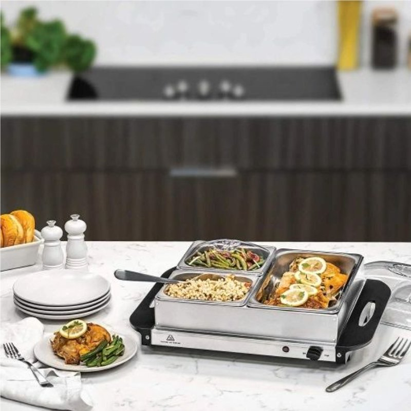 Stainless Steel Buffet Heat Preservation Furnace Electric Heating Buffet Furnace Visual Flip Hotel Buffet Breakfast Set