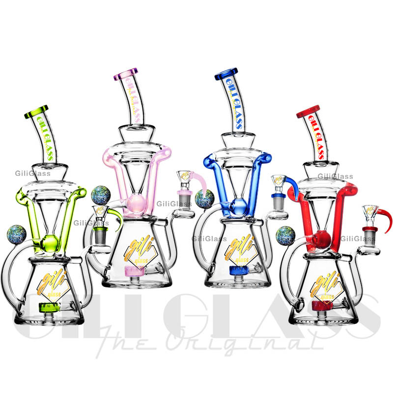 Gili-896 Gili Glass Glass Smoking Pipe Colored Pinhole Perc Water Recycle
