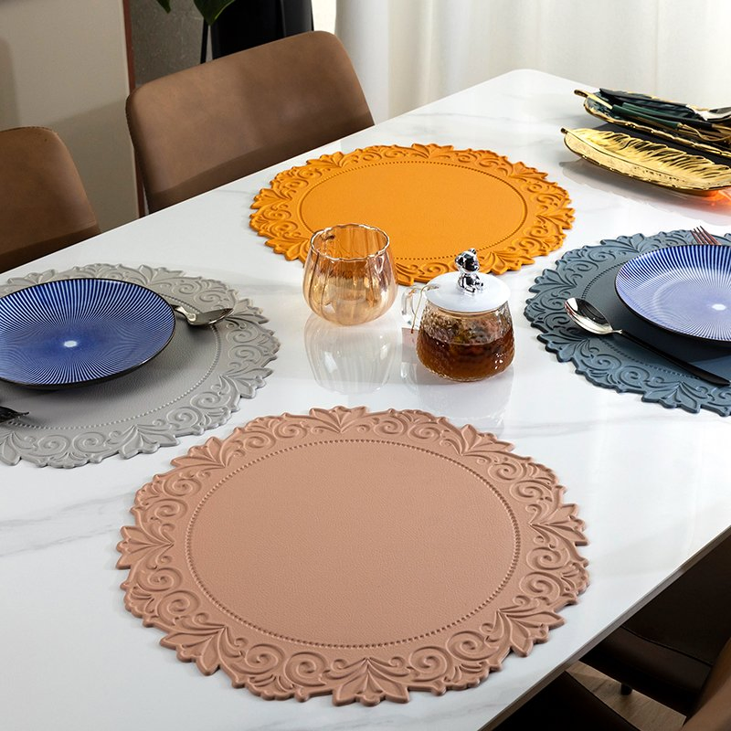 PVC Placemat Leather Vintage Table Mat European Creative Heat Insulation Mat Nordic Waterproof