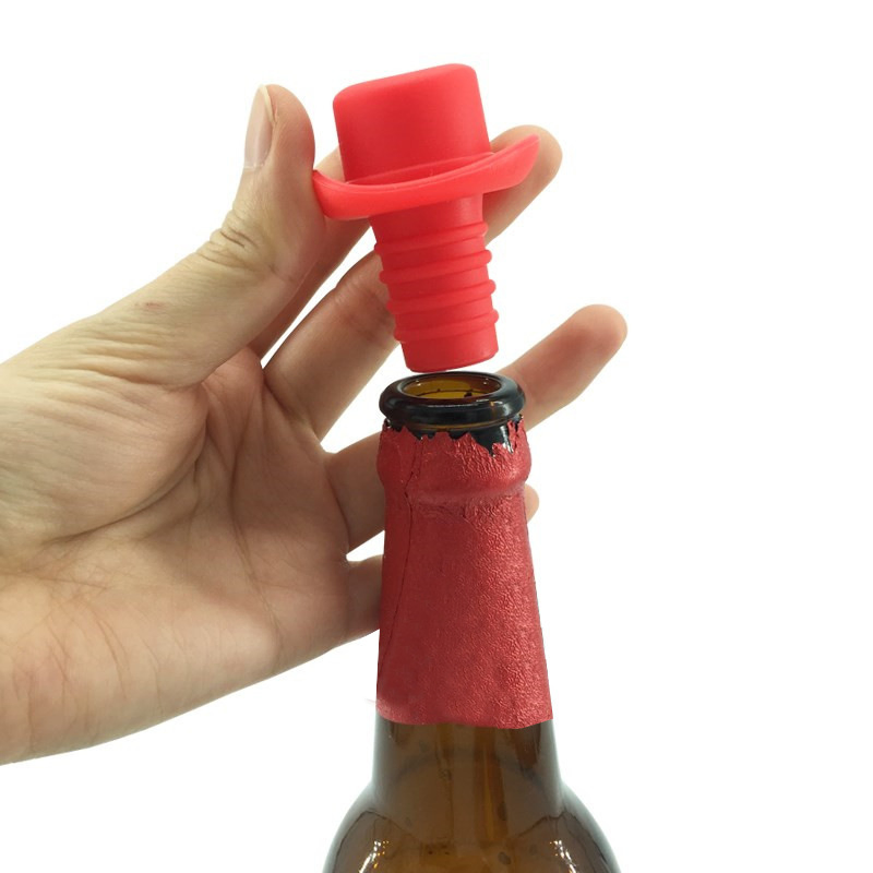 FDA Seal Beer Bottles Cowboy Hat Cap Cover Silicone Wine Bottle Stoppers