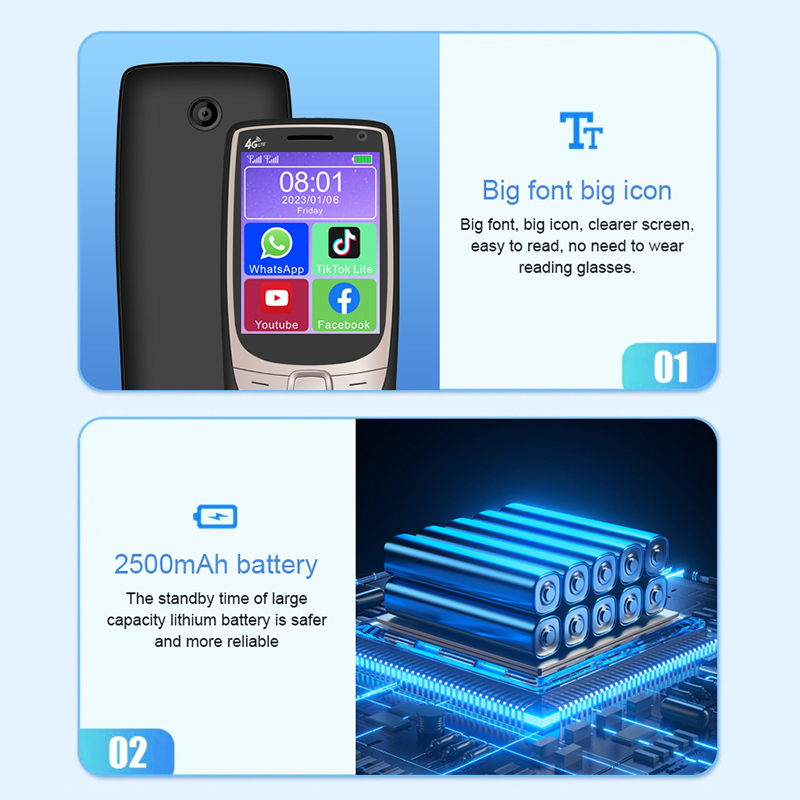 Vtex Wholesale Low Price 2.8 Inch 1+8GB Small Telephone Feature Mini Touch 4G Smart Feature Phone Mobilephone