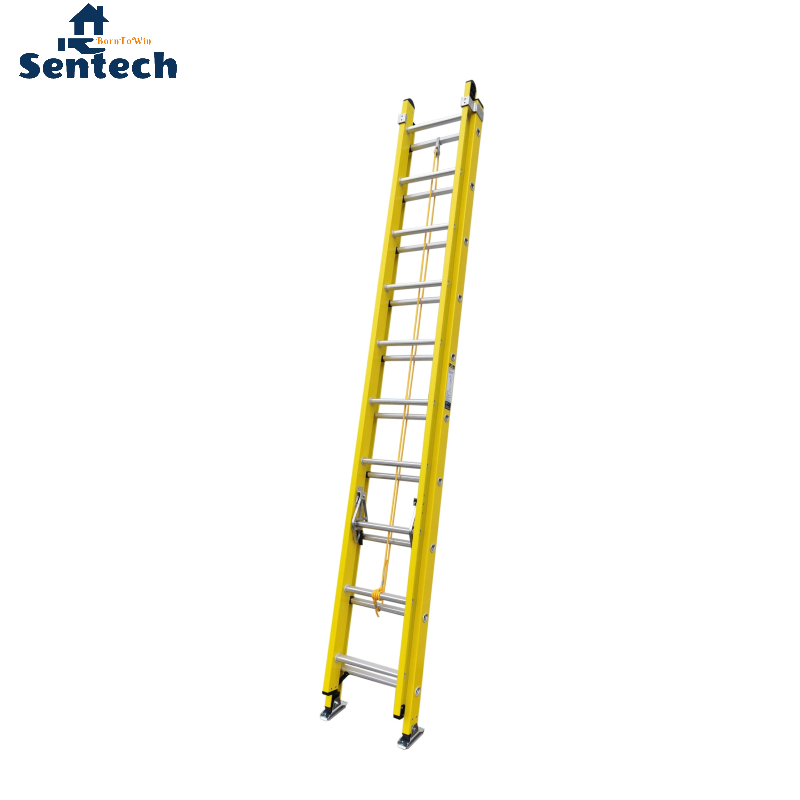20FT 5.2m ANSI CE Red and Yellow Extension Ladder Fiberglass Manufacturer