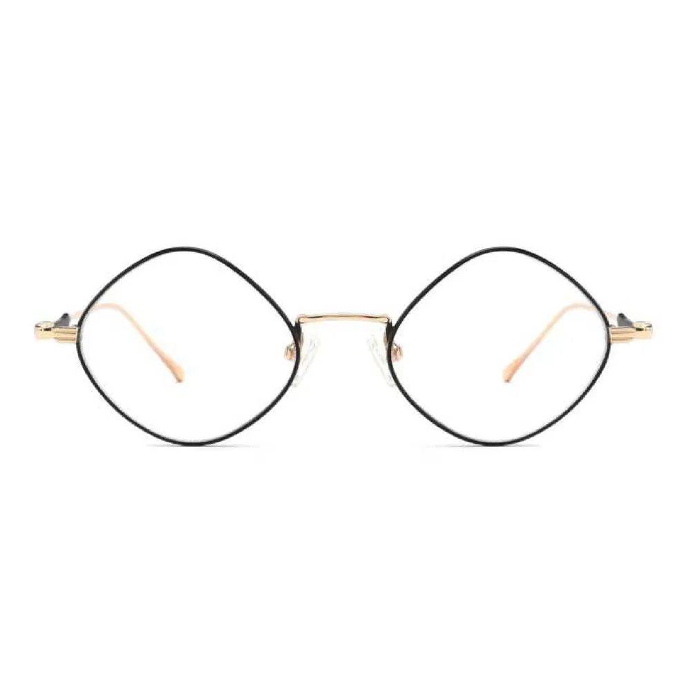 Vm-5501 Stylish Diamond-Shaped Eyeglasses with Gold Accents & Clear Lenses