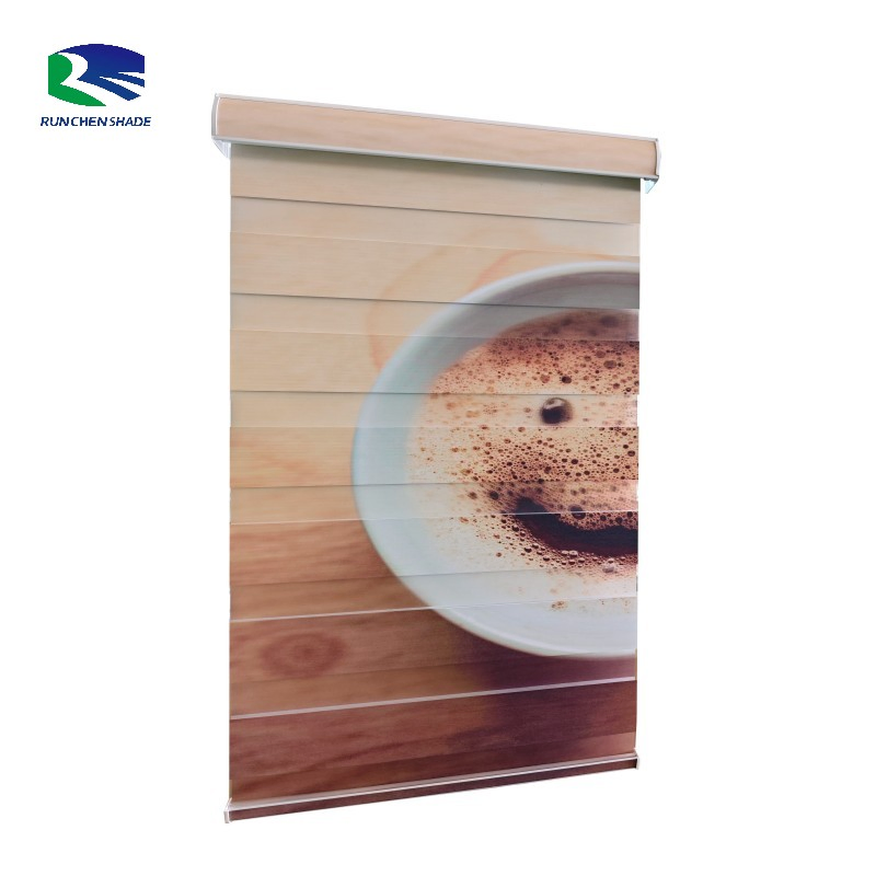 WiFi Smart Wireless Roller Shades Printed Zebra Pattern Blinds Windows Electric Fabric Automatic Rolling Vertical Sun Pattern