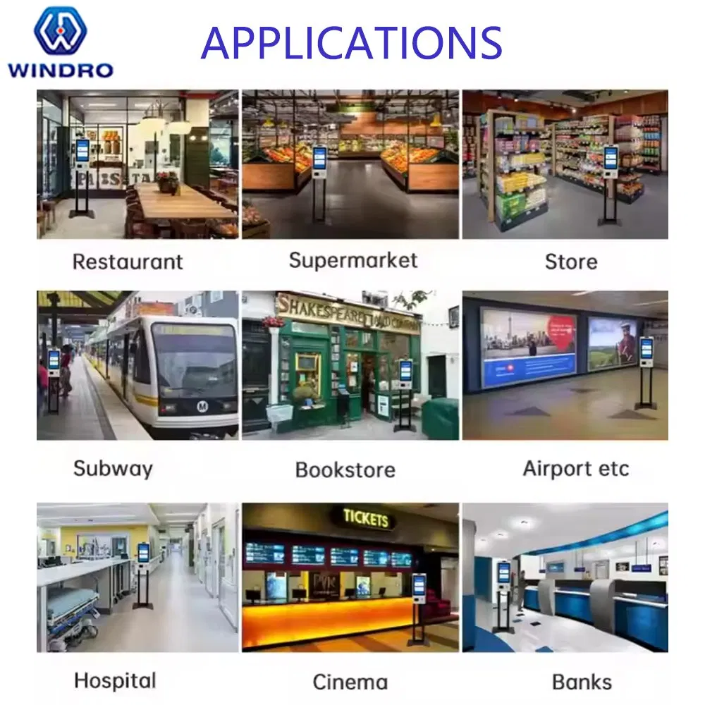 Restaurant Kiosk 21.5/23.8/27/32inch Mcdonalds Self Service Ordering Payment Kiosk Touch Screen Qr Code Scanner Printer