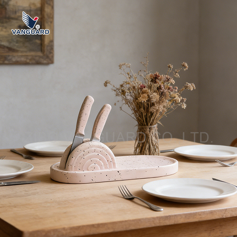 Керамическая подставка для ножей розовая