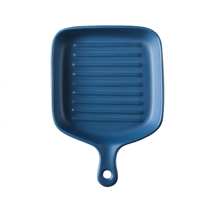 Nordic Deep Plates Pasta Lasagna Pan Square Matte Black Ceramic Baking Dish Set with Single Handle