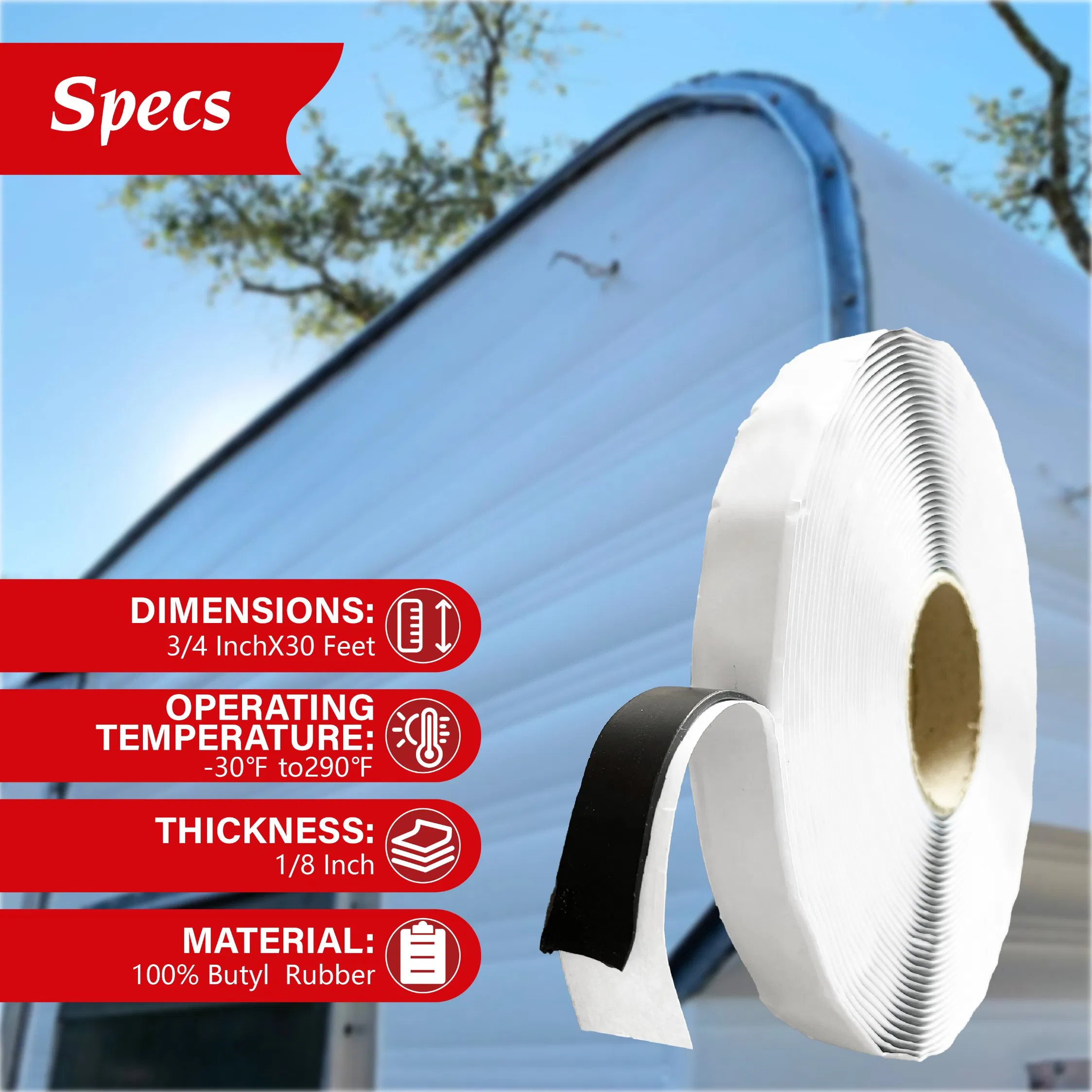 Black Self Adhesive Butyl Tape Waterproof Butyl Window Tape