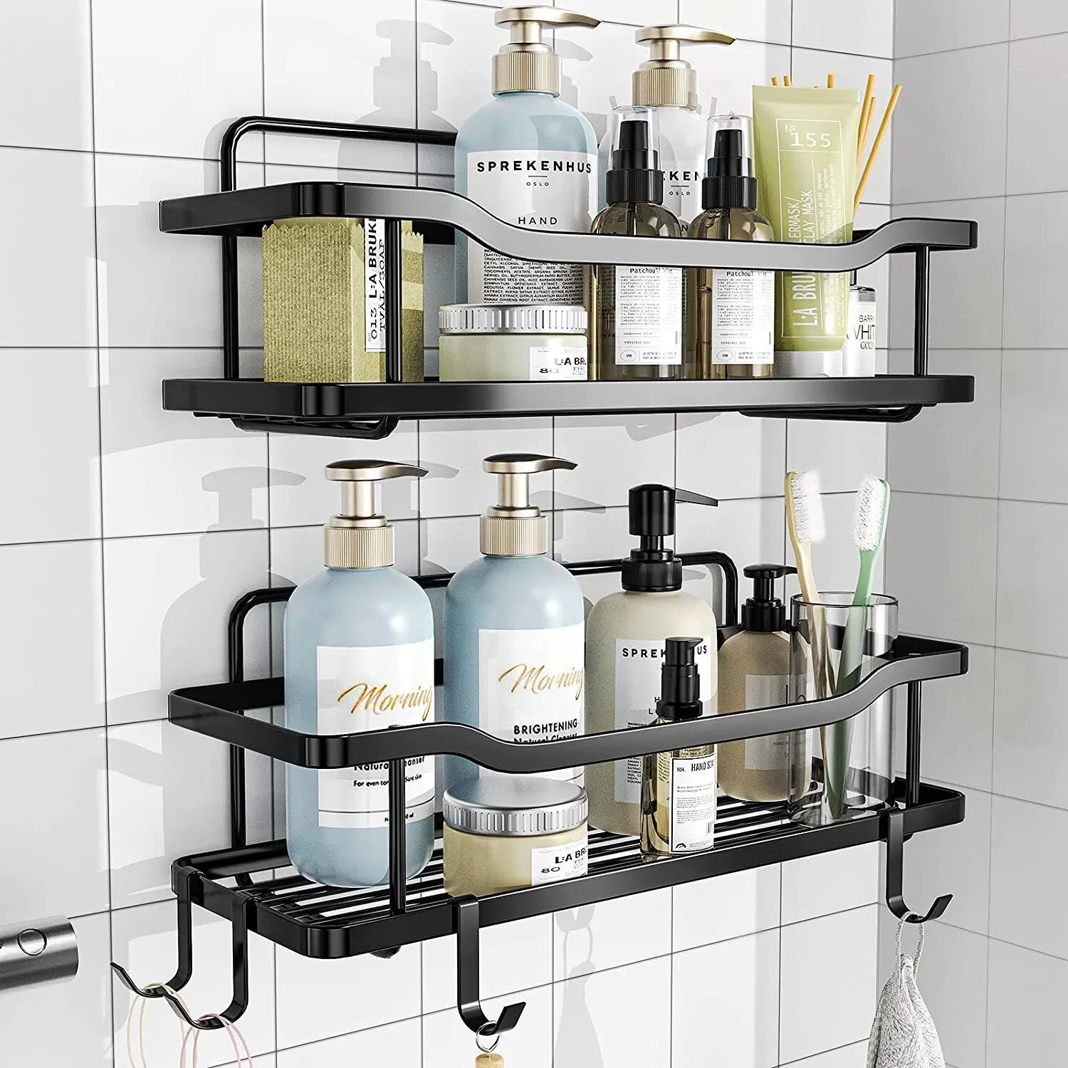 Stainless Steel Adhesive on Wall Bathroom Shelf