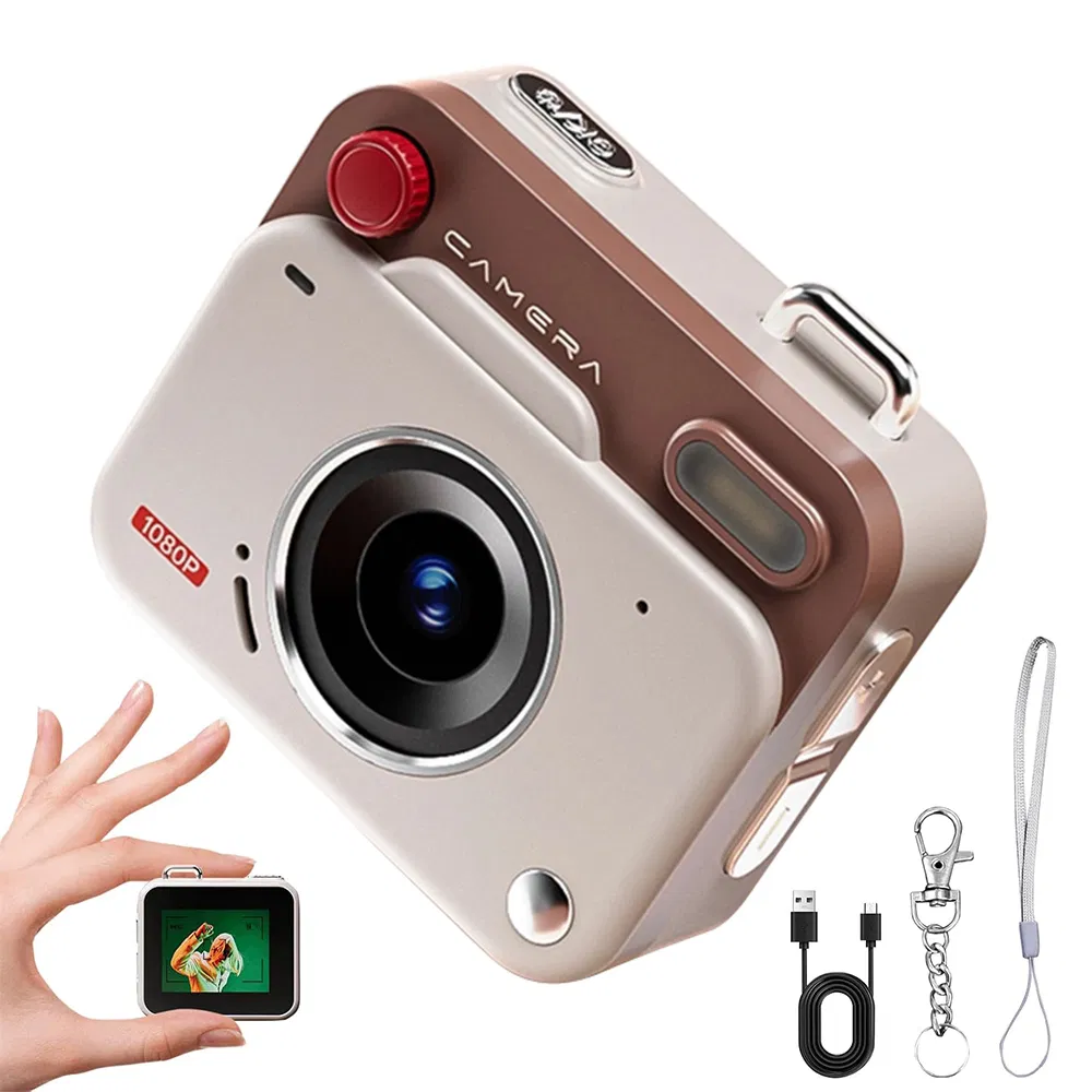 Y6000 Mini Keychain Retro Camera HD 1080P 48MP Tiny Pocket Size Photo Video for Travel Study Recording